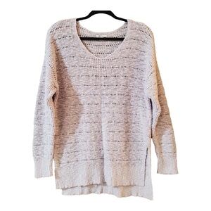 AMERICAN Eagle Womens Pullover V-Neck Sweater Size M Lilac Split Seams Open Knit